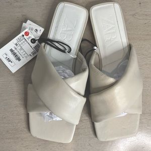 Zara Cream Minimalist Slide Sandals